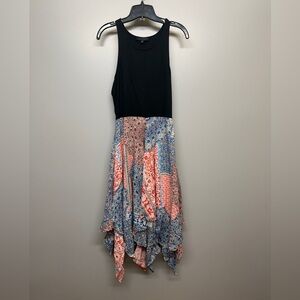 Sanctuary Black and Patterned Handkerchief Dress SIZE L